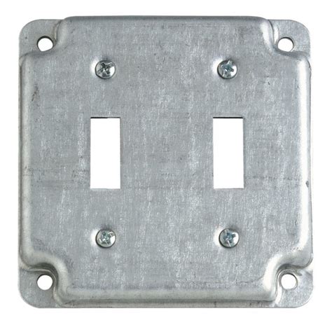 switch cover for a 4x4 2 gang metal electrical box|2 gang box switch installation.